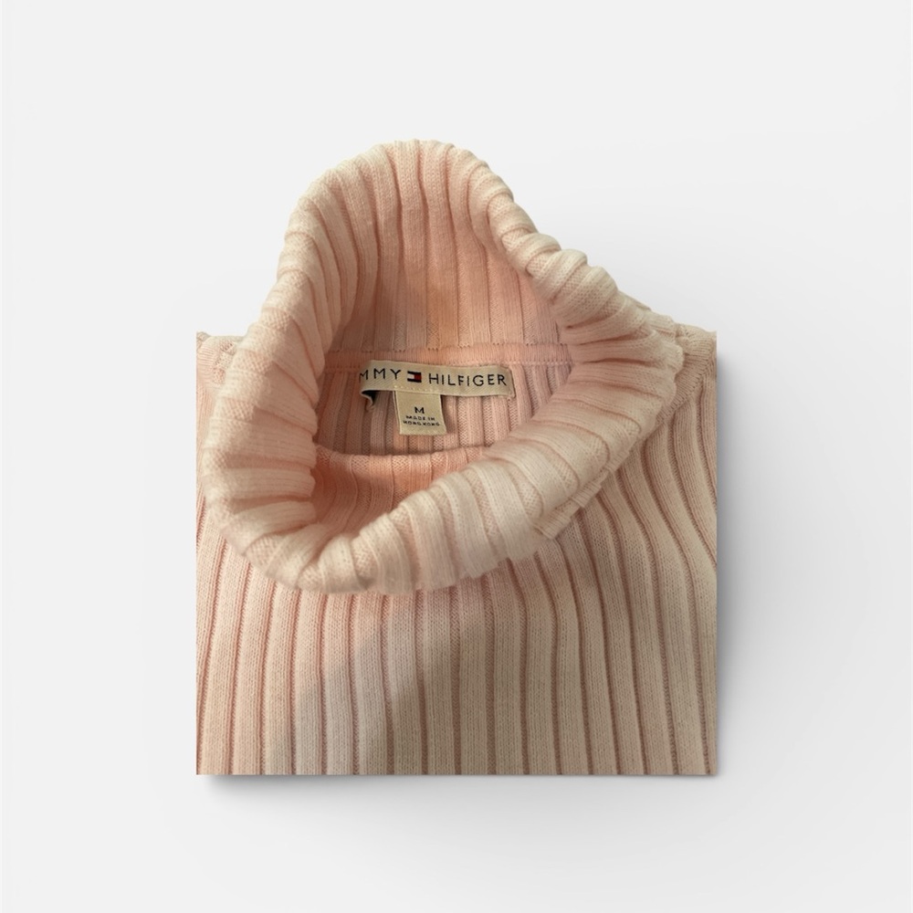 Tommy Hilfiger Women's Pink Ribbed Turtleneck Sweater - Picture 7 of 7